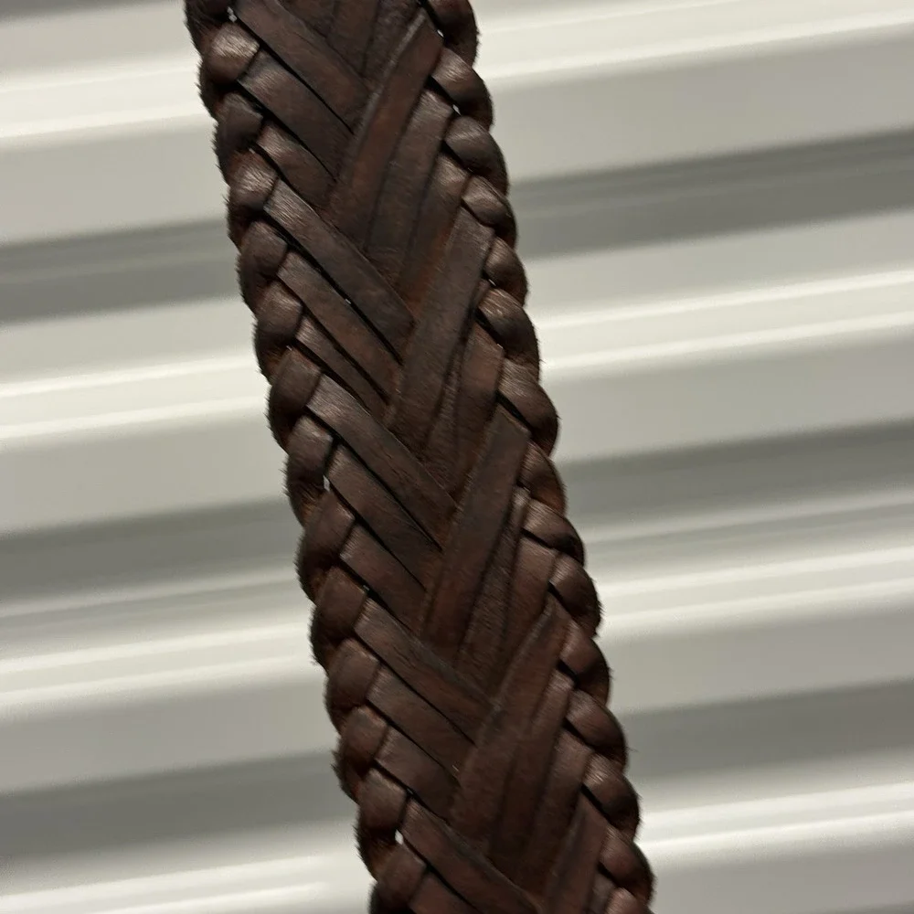 BED|STU Cobbler Series Genuine Leather Woven Belt Braided Brass XL 42